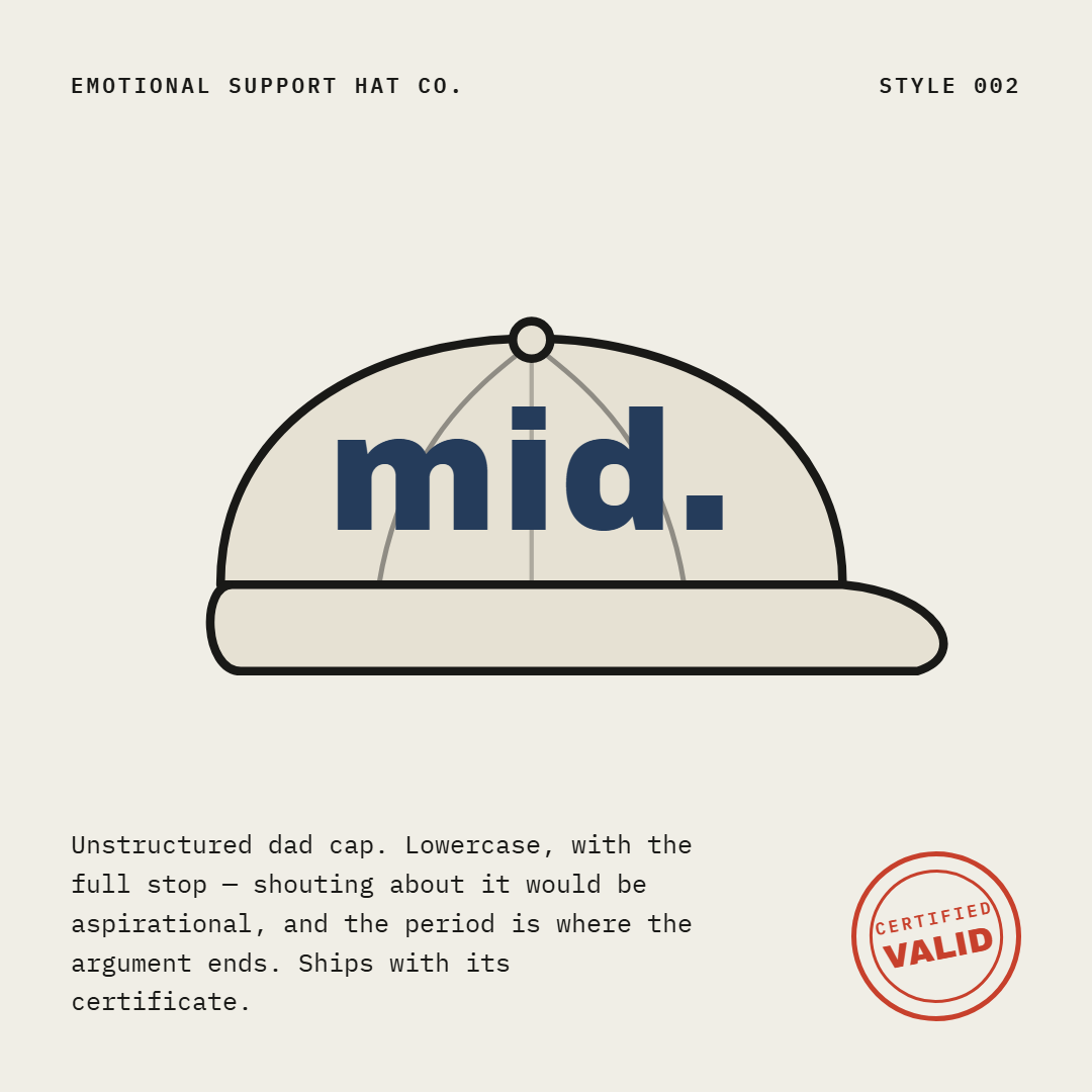 Emotional Support Hat — style 002 "mid."